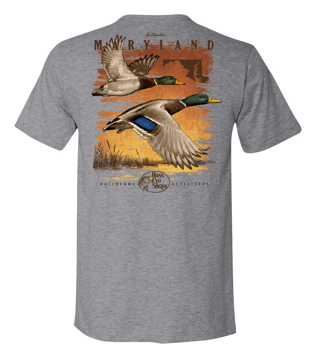Image of Bass Pro Shops Mallard Sunrise Short-Sleeve T-Shirt for Men - MD/Heather Gray