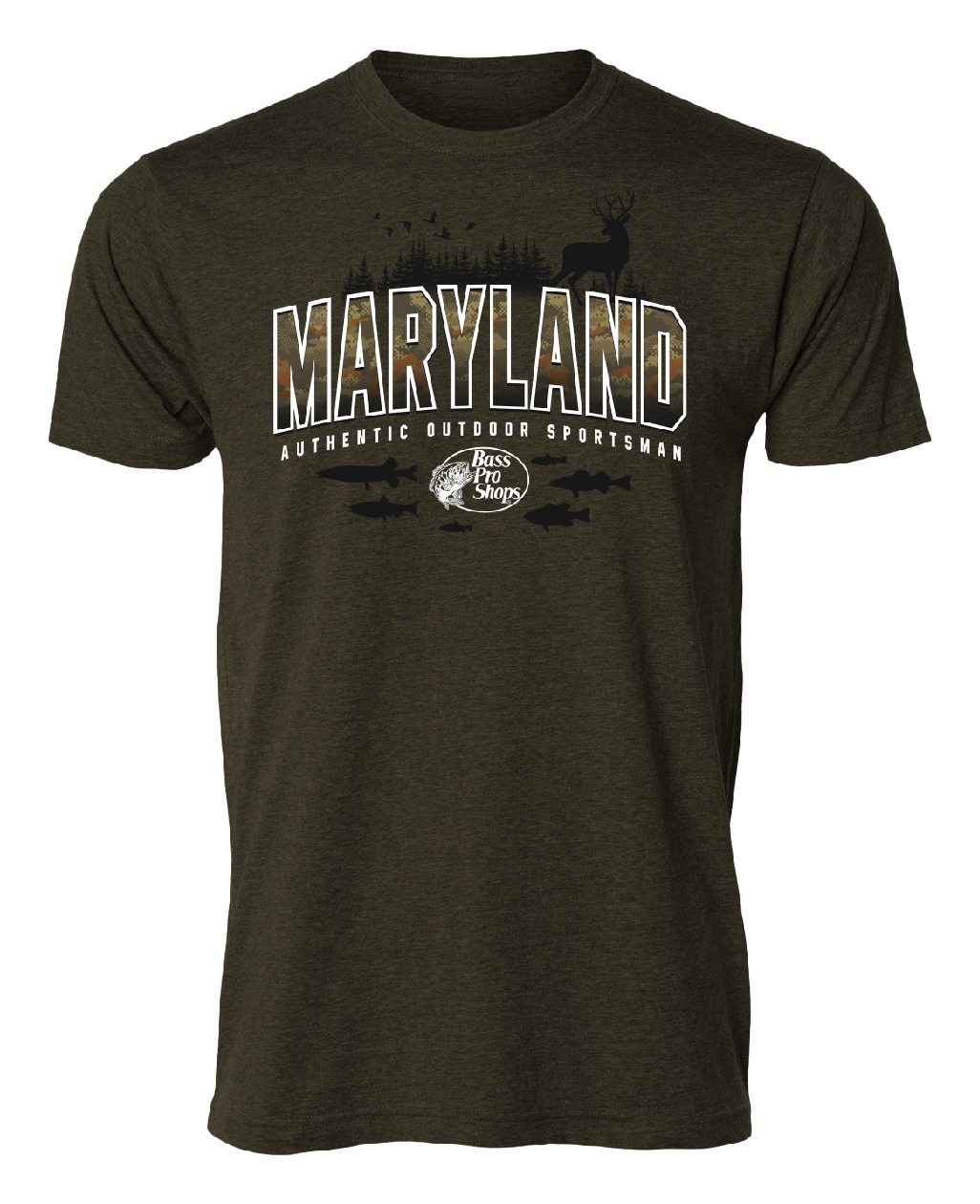 Image of Bass Pro Shops Varsity Camo Short-Sleeve T-Shirt for Men - MD/Olive