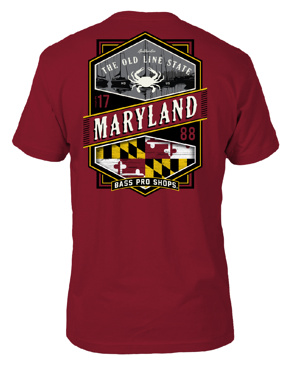 Image of Bass Pro Shops State Crest Short-Sleeve T-Shirt for Men - MD/Red