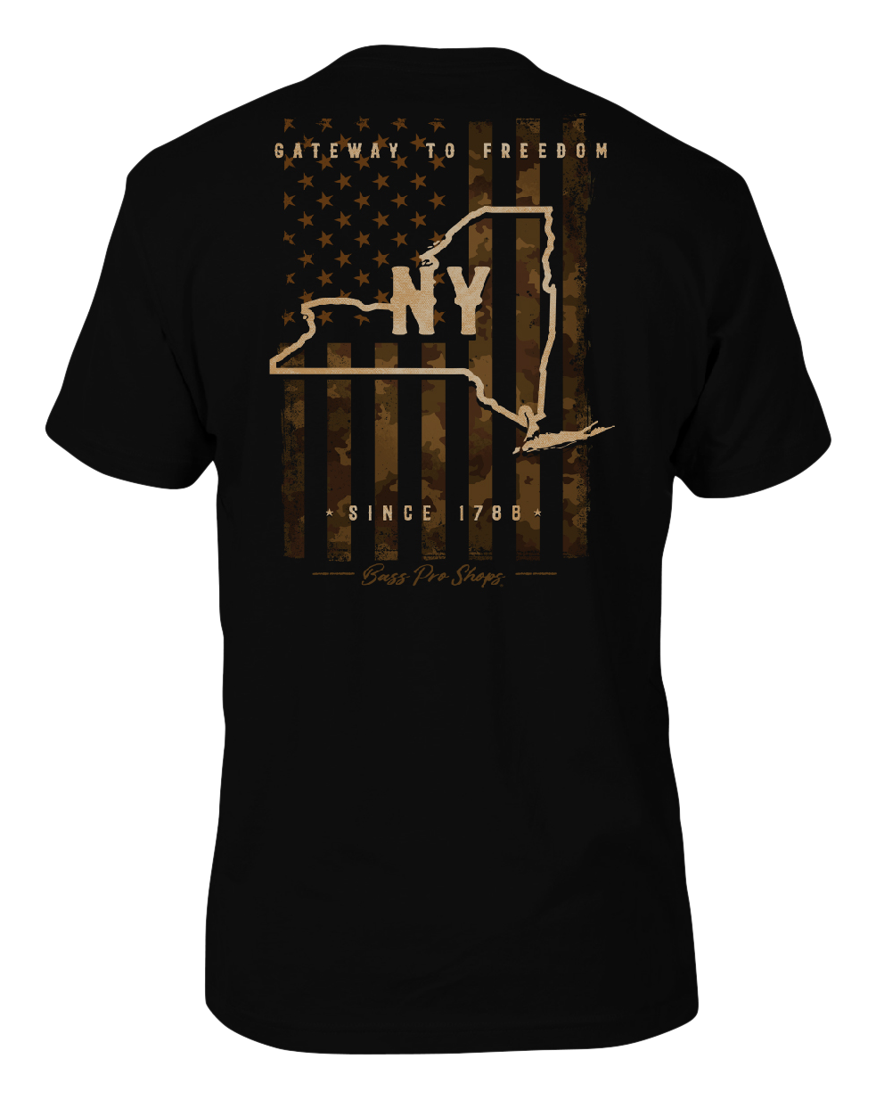 Image of Bass Pro Shops Camo Flag Short-Sleeve T-Shirt for Men - NY/Black - L