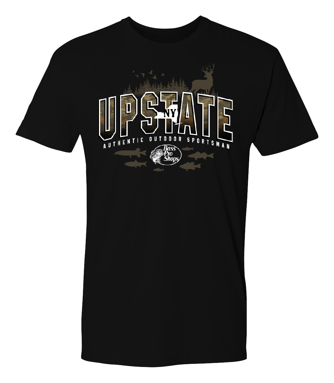 Image of Bass Pro Shops Varsity Camo Short-Sleeve T-Shirt for Men - NY/Black - 2XL