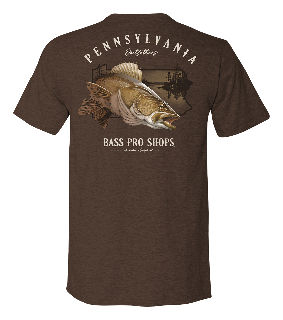 Image of Bass Pro Shops Walleye State Short-Sleeve T-Shirt for Men - PA/Heather Brown