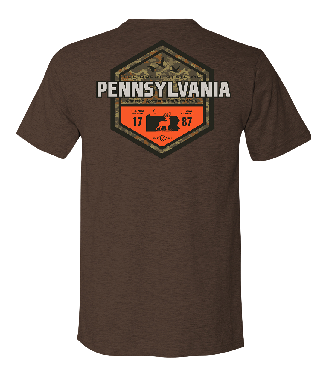 Image of Bass Pro Shops Sportsman's Badge Short-Sleeve T-Shirt for Men - PA/Heather Brown
