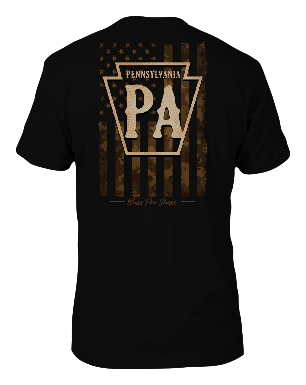 Image of Bass Pro Shops Camo Flag Short-Sleeve T-Shirt for Men - PA/Black - L