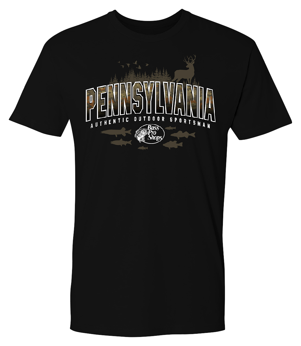 Image of Bass Pro Shops Varsity Camo Short-Sleeve T-Shirt for Men - PA/Black - XL