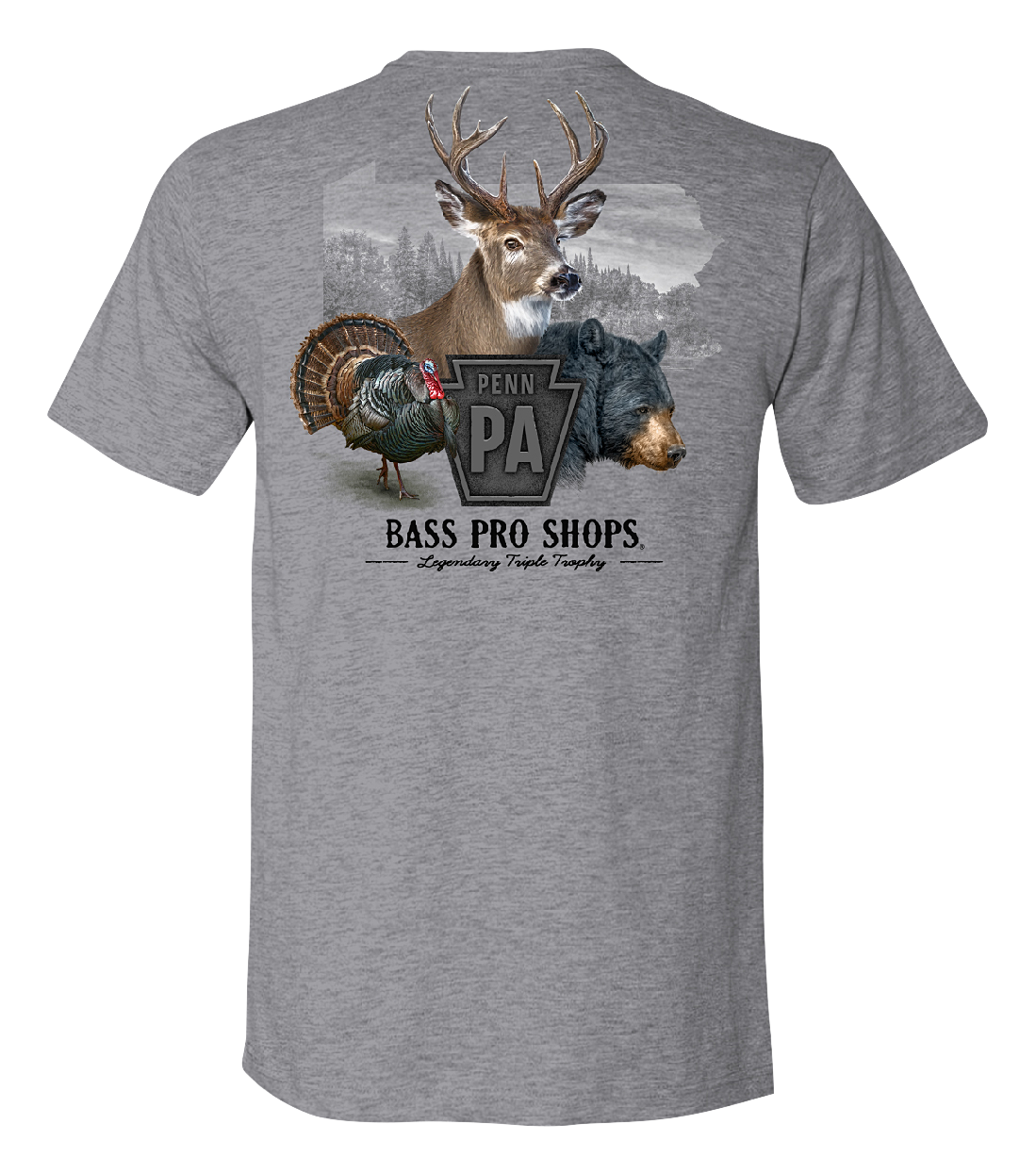 Image of Bass Pro Shops Triple Trophy Short-Sleeve T-Shirt for Men - PA/Heather Gray
