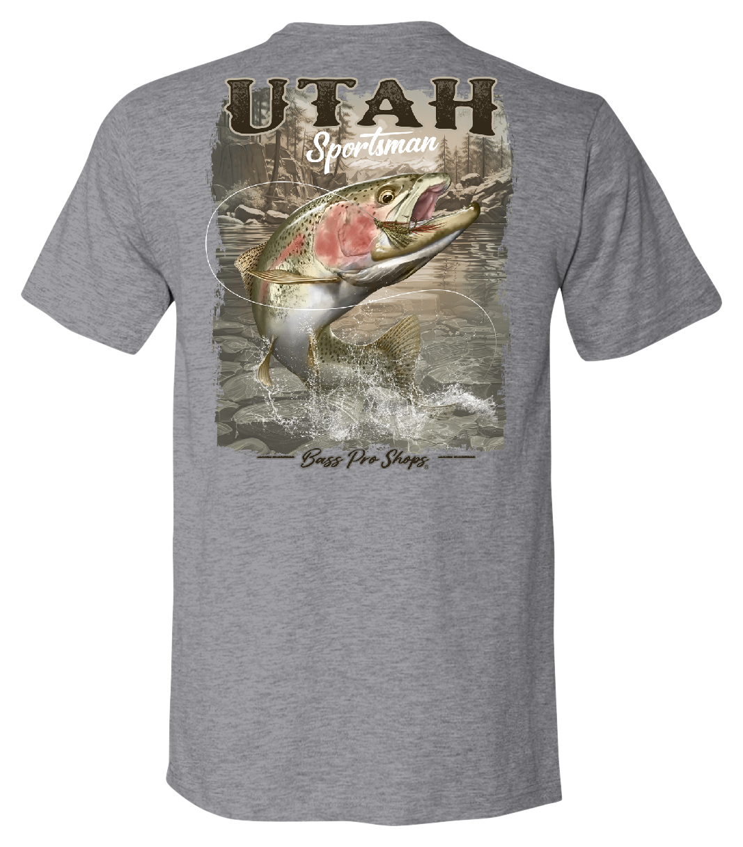 Image of Bass Pro Shops Fish Flag Short-Sleeve T-Shirt for Men - UT/Heather Gray