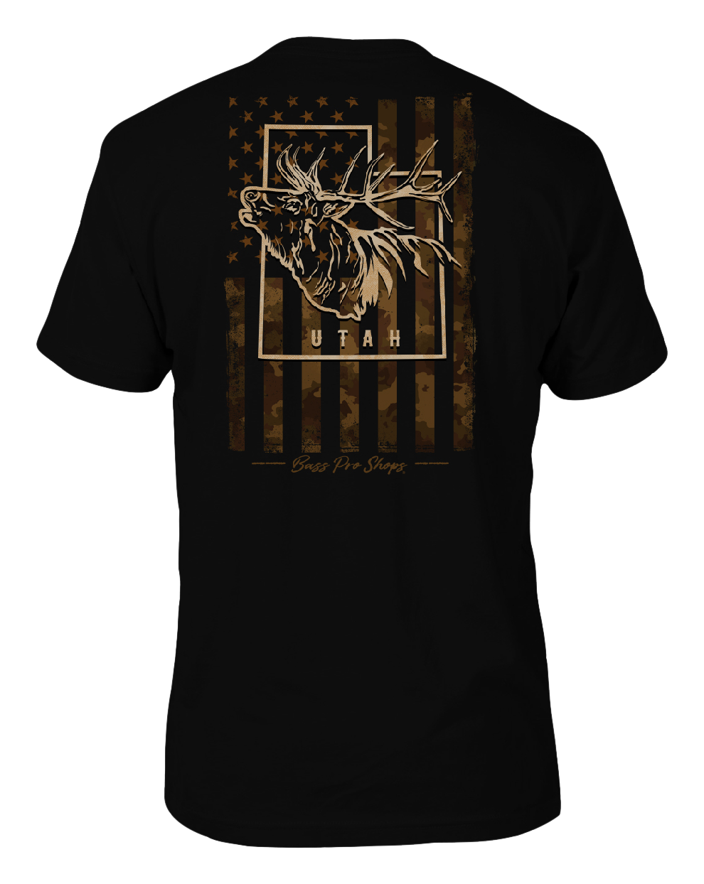 Image of Bass Pro Shops Camo Flag Short-Sleeve T-Shirt for Men - UT/Black - L