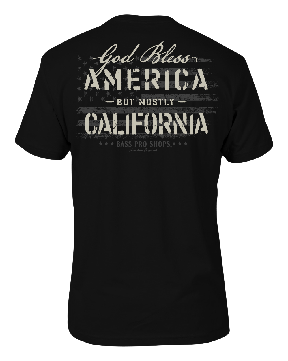 Image of Bass Pro Shops God Bless State Short-Sleeve T-Shirt for Men - CA/Black - M