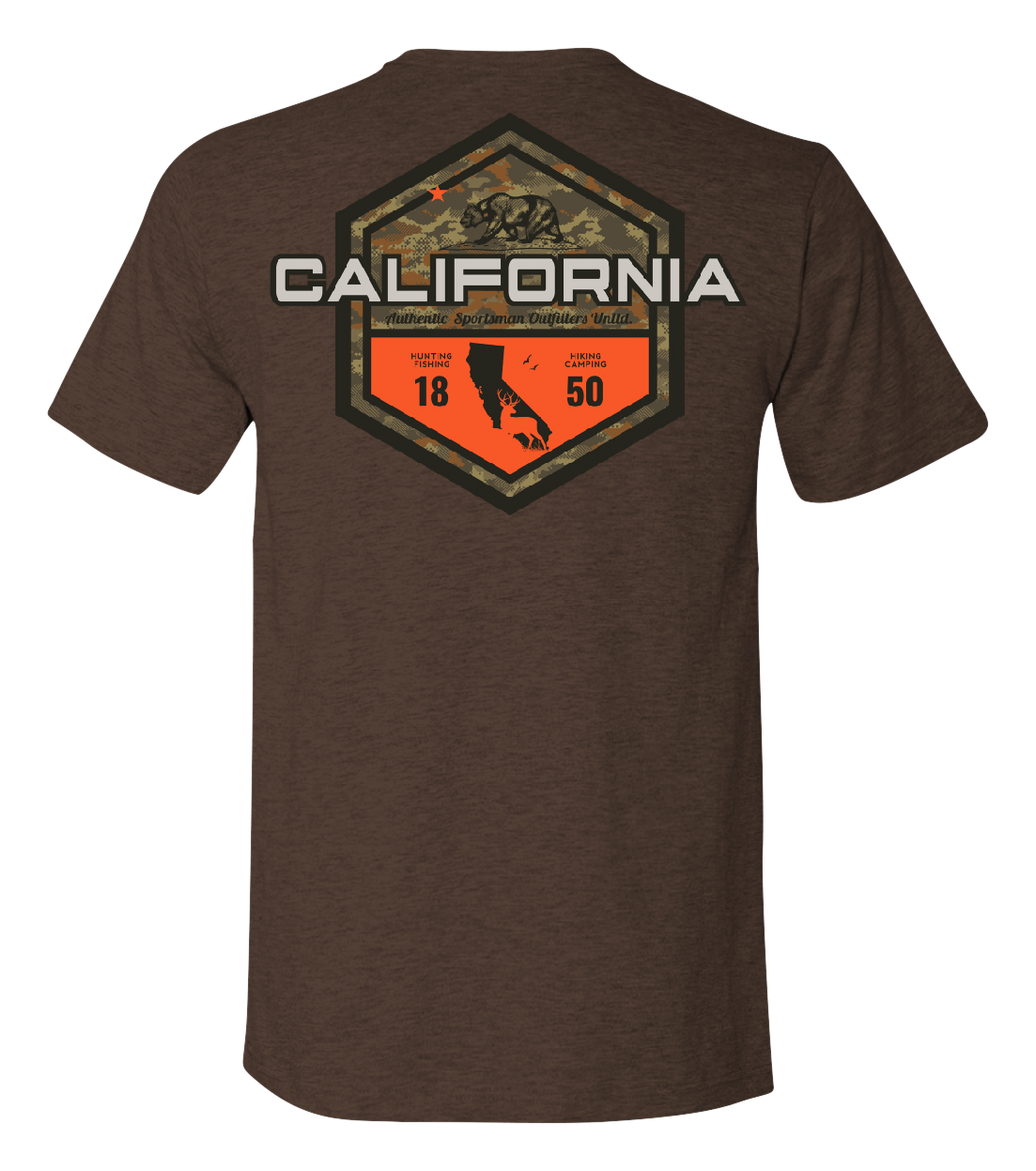Image of Bass Pro Shops Sportsman's Badge Short-Sleeve T-Shirt for Men - CA/Heather Brown