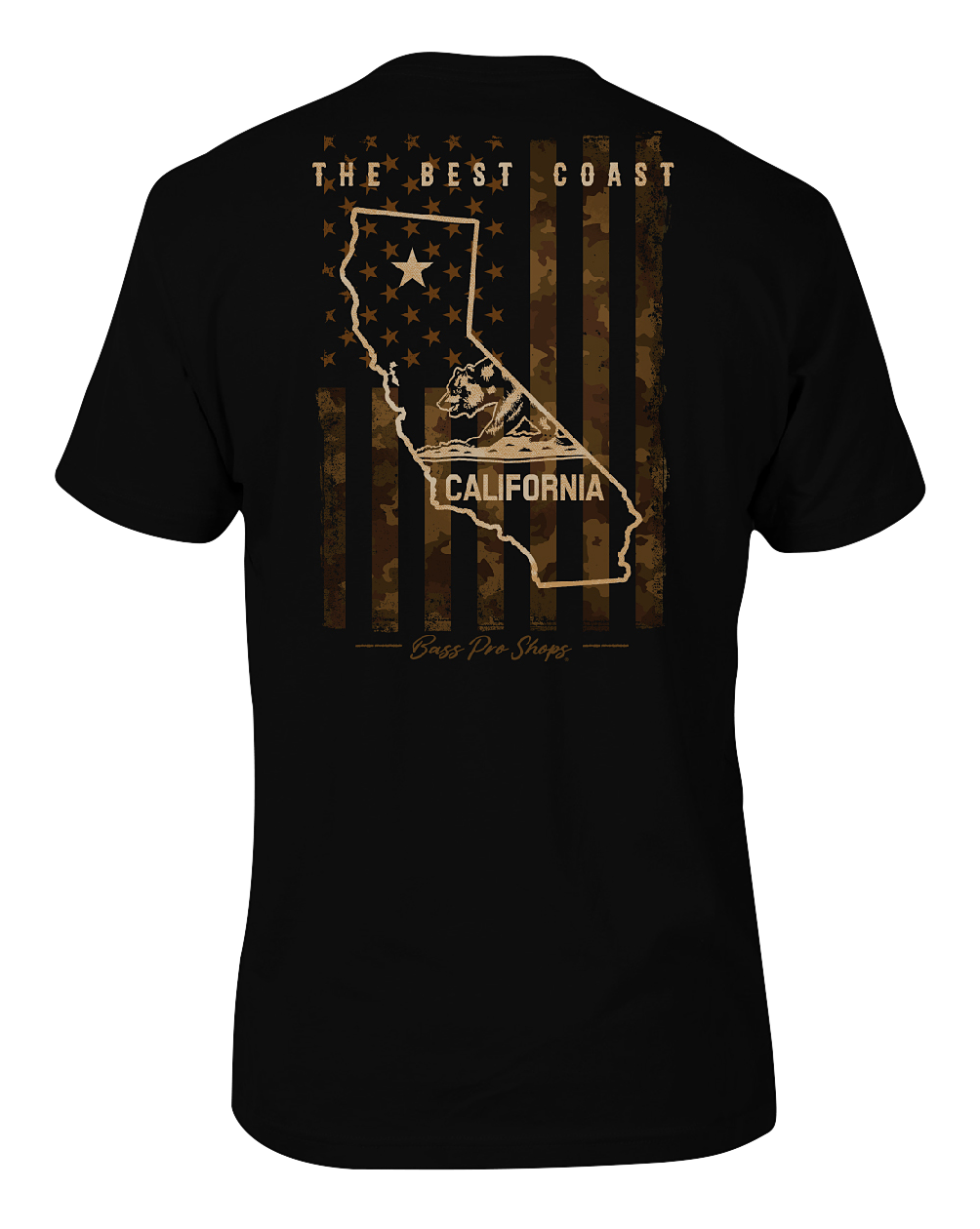 Image of Bass Pro Shops Camo Flag Short-Sleeve T-Shirt for Men - CA/Black - 2XL