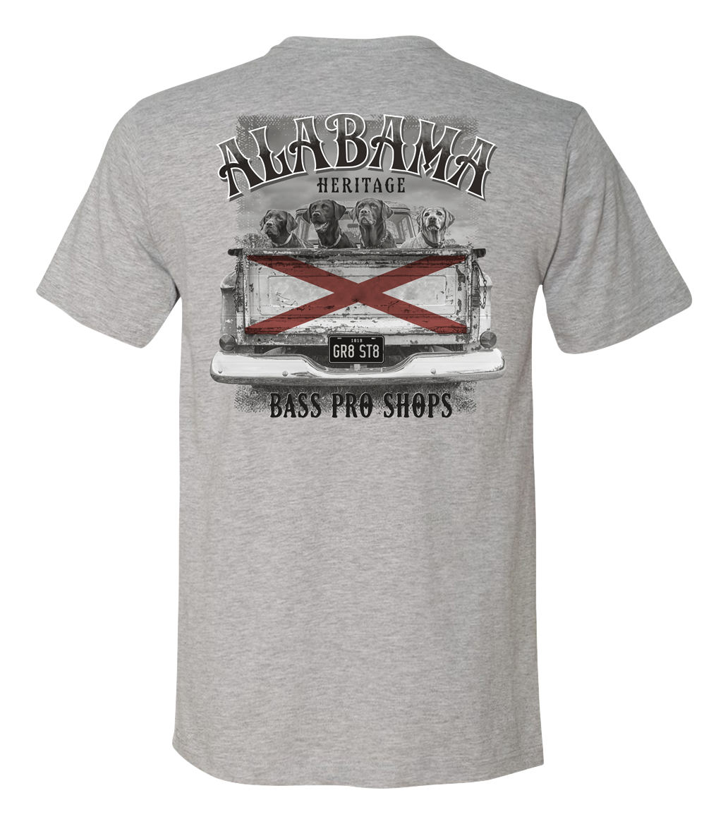Image of Bass Pro Shops Heritage State Graphic Short-Sleeve Shirt for Men - AL/Heather Gray