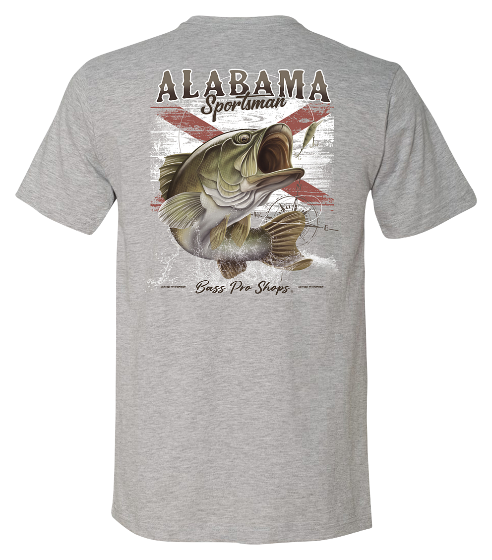 Image of Bass Pro Shops Fish Flag Short-Sleeve T-Shirt for Men - AL/Heather Gray