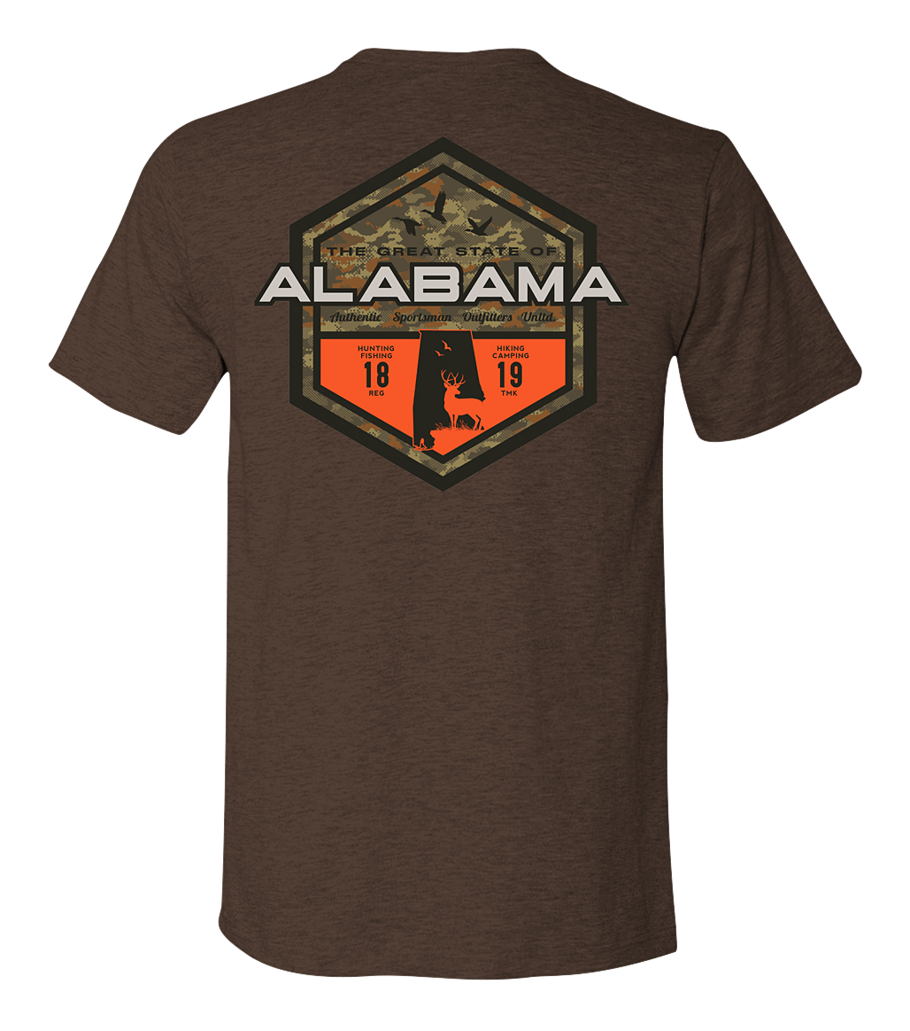 Image of Bass Pro Shops Sportsman's Badge Short-Sleeve T-Shirt for Men - AL/Heather Brown