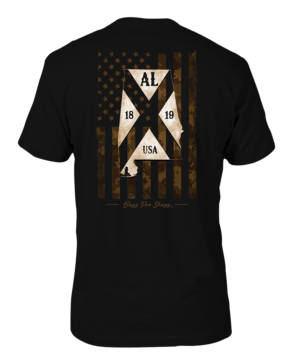 Image of Bass Pro Shops Camo Flag Short-Sleeve T-Shirt for Men - AL/Black - XL