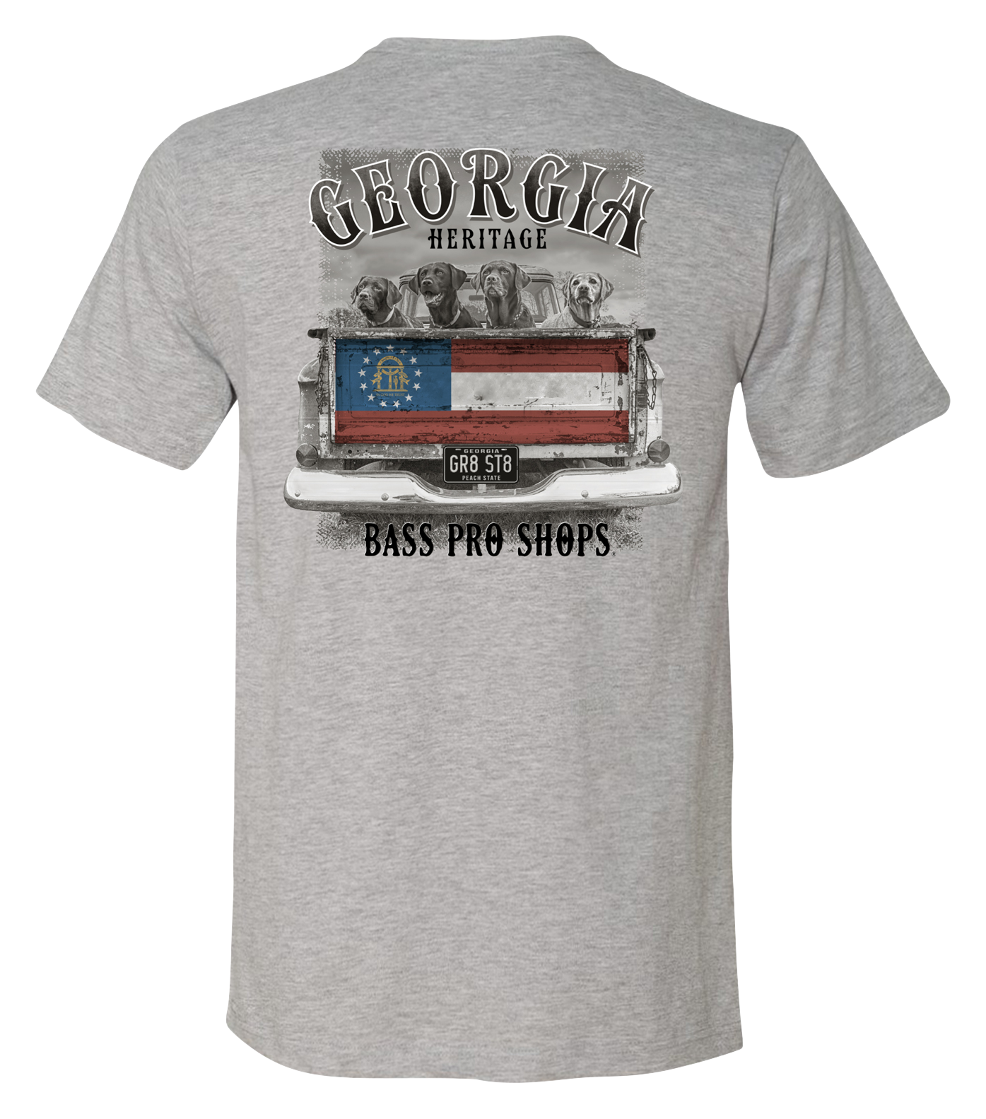 Image of Bass Pro Shops Heritage State Graphic Short-Sleeve Shirt for Men - GA/Heather Gray