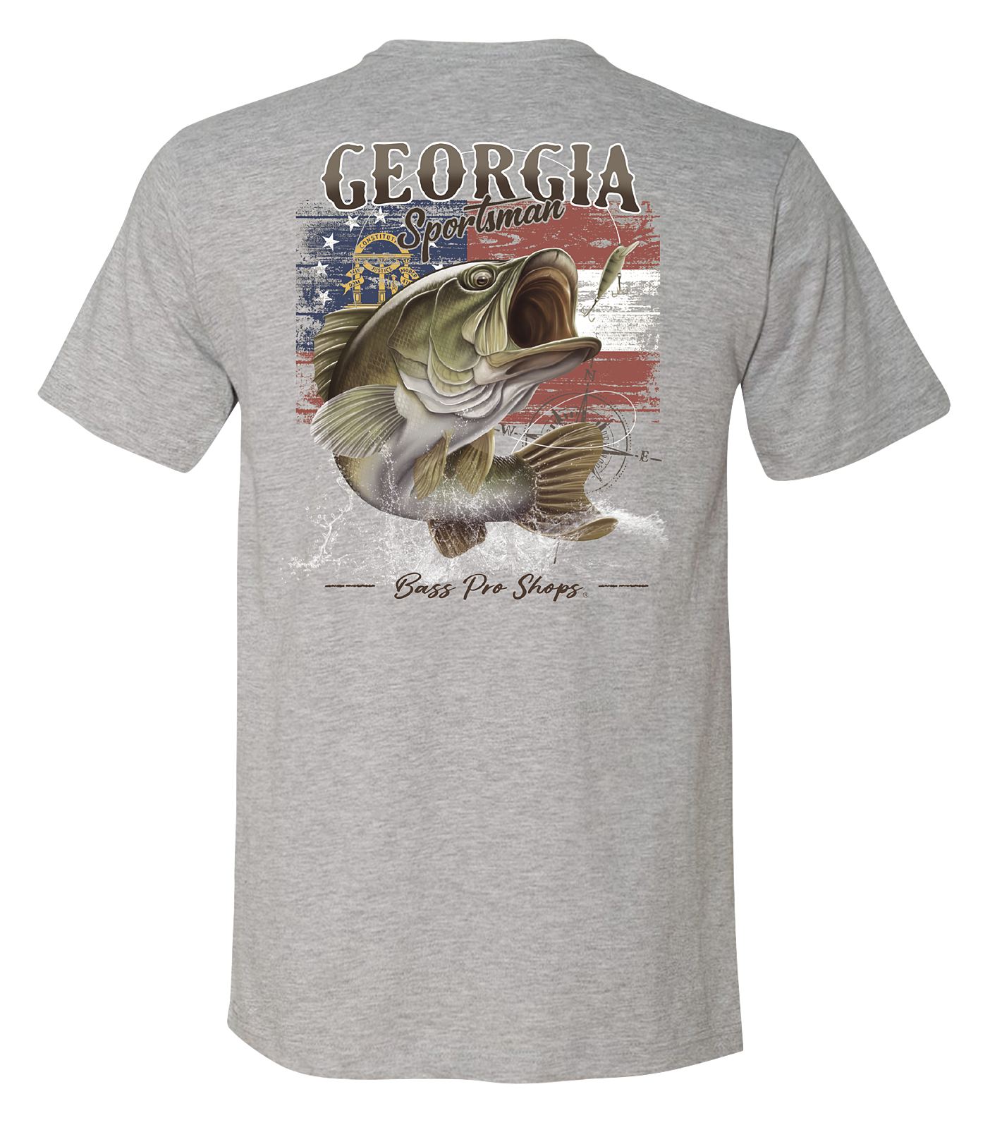 Image of Bass Pro Shops Fish Flag Short-Sleeve T-Shirt for Men - GA/Heather Gray