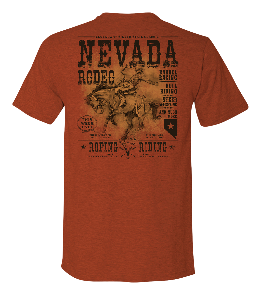Image of Bass Pro Shops Rodeo Poster Short-Sleeve T-Shirt for Men - NV/Rust Heather