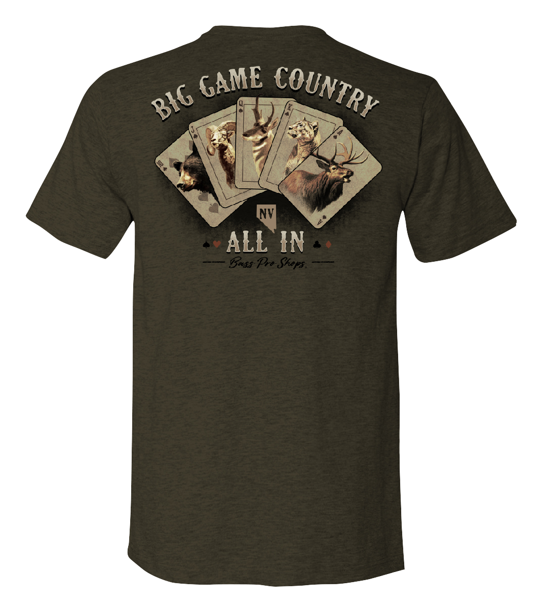 Image of Bass Pro Shops Big-Game Cards Short-Sleeve T-Shirt for Men - NV/Olive