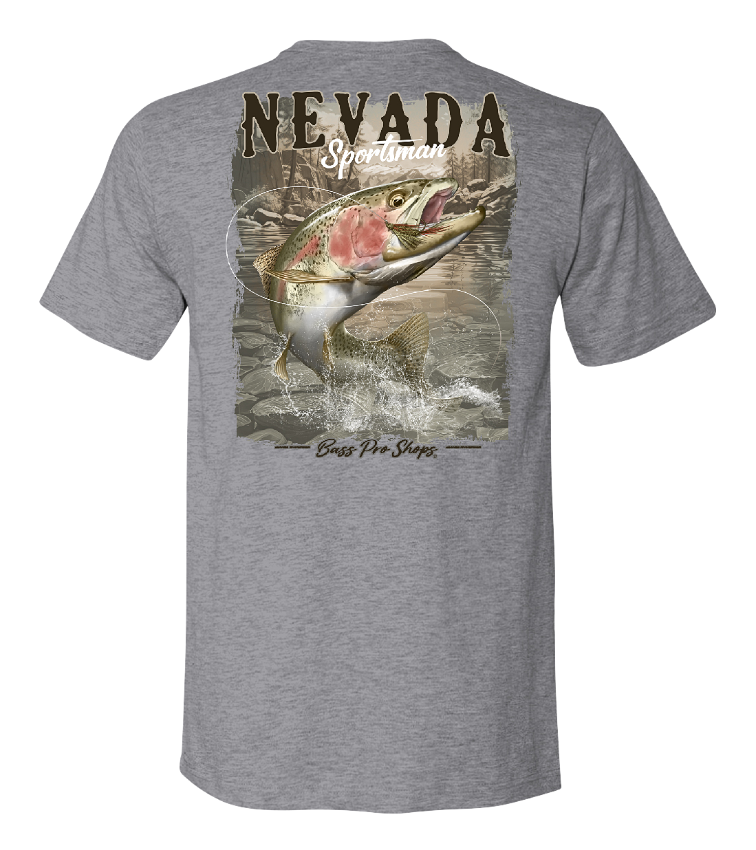 Image of Bass Pro Shops Fish Flag Short-Sleeve T-Shirt for Men - NV/Heather Gray