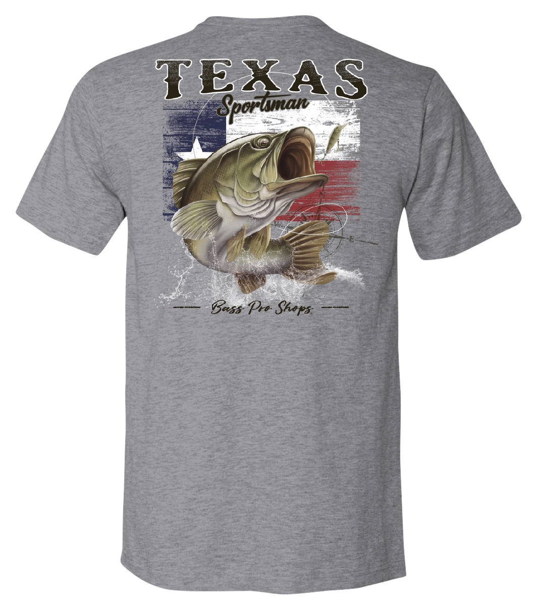Image of Bass Pro Shops Fish Flag Short-Sleeve T-Shirt for Men - TX/Heather Gray