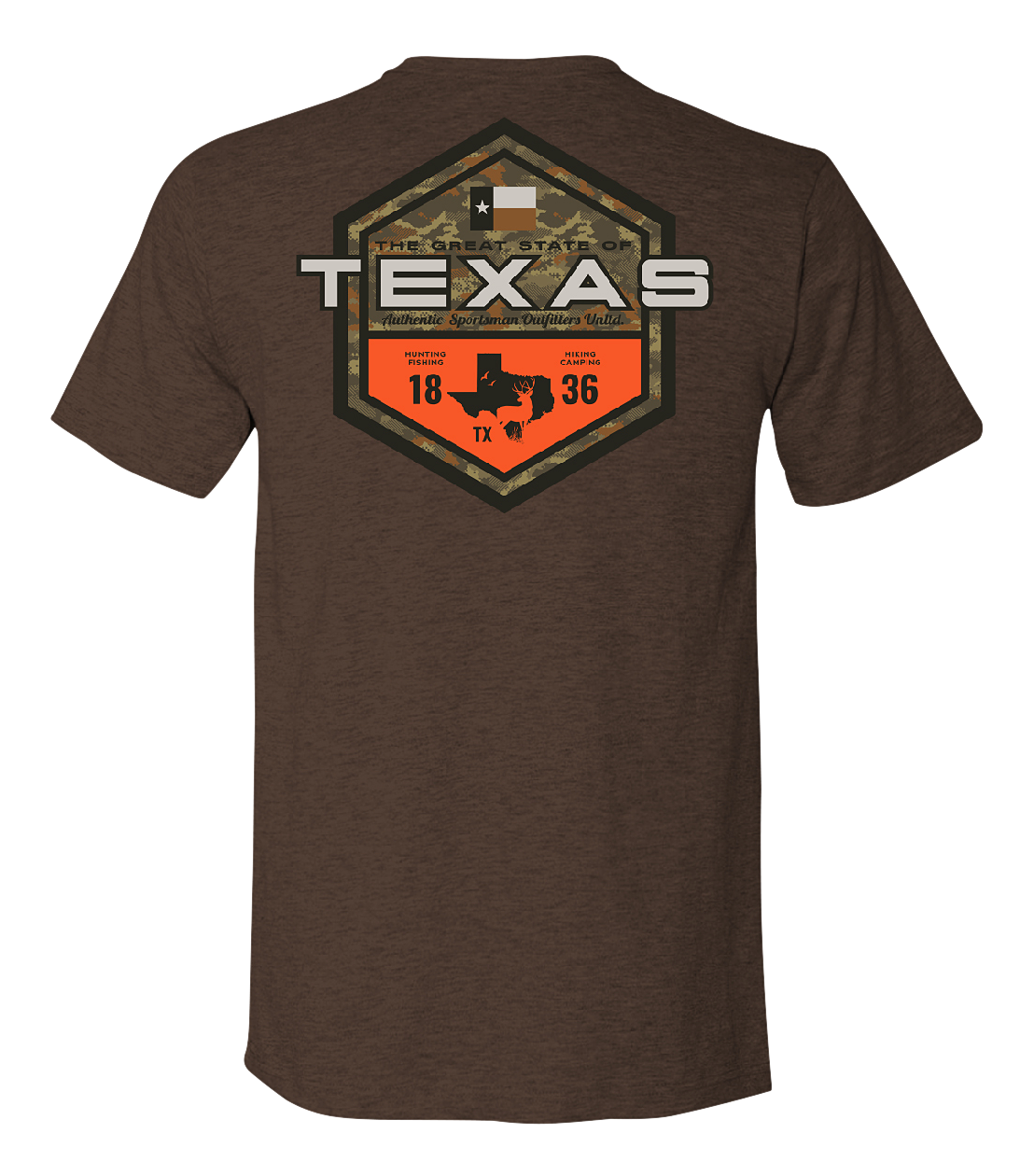 Bass Pro Shops Sportsman's Badge Short-Sleeve T-Shirt for Men - TX/Heather Brown - 2XL