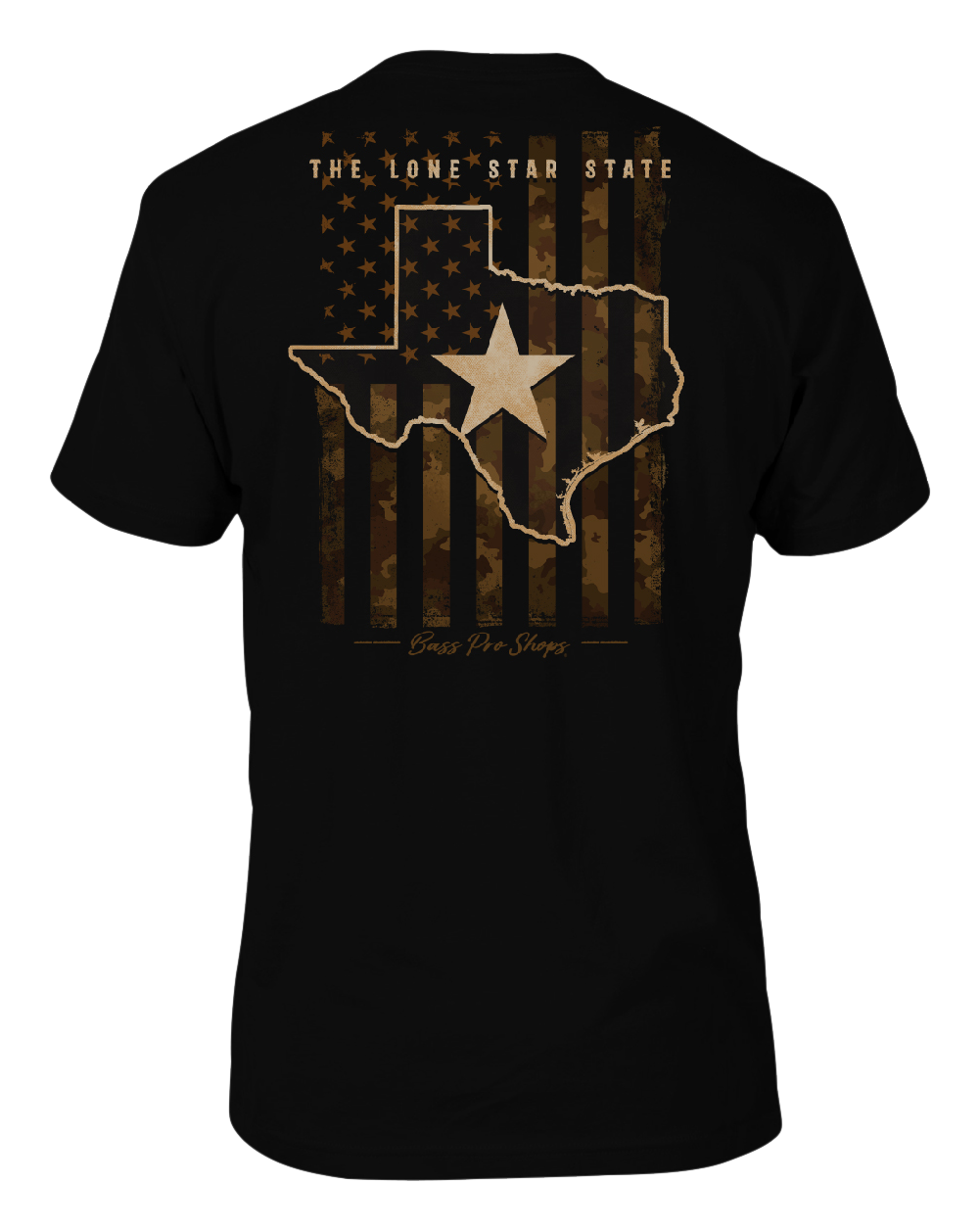 Image of Bass Pro Shops Camo Flag Short-Sleeve T-Shirt for Men - TX/Black - XL