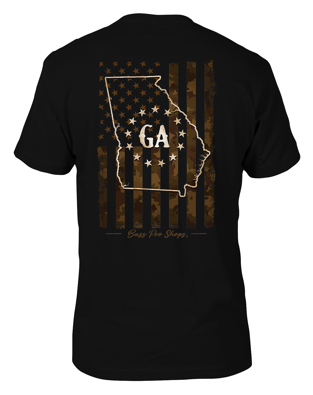 Image of Bass Pro Shops Camo Flag Short-Sleeve T-Shirt for Men - GA/Black - 3XL