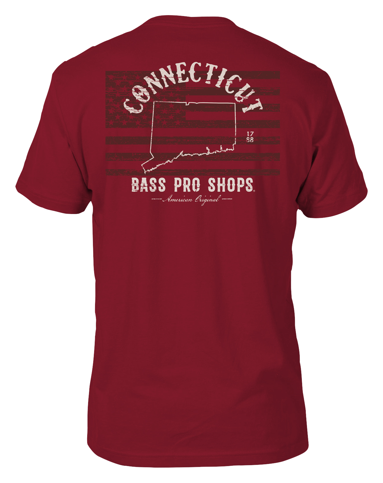 Image of Bass Pro Shops State Graphic Flag Short-Sleeve T-Shirt for Men - CT/Red