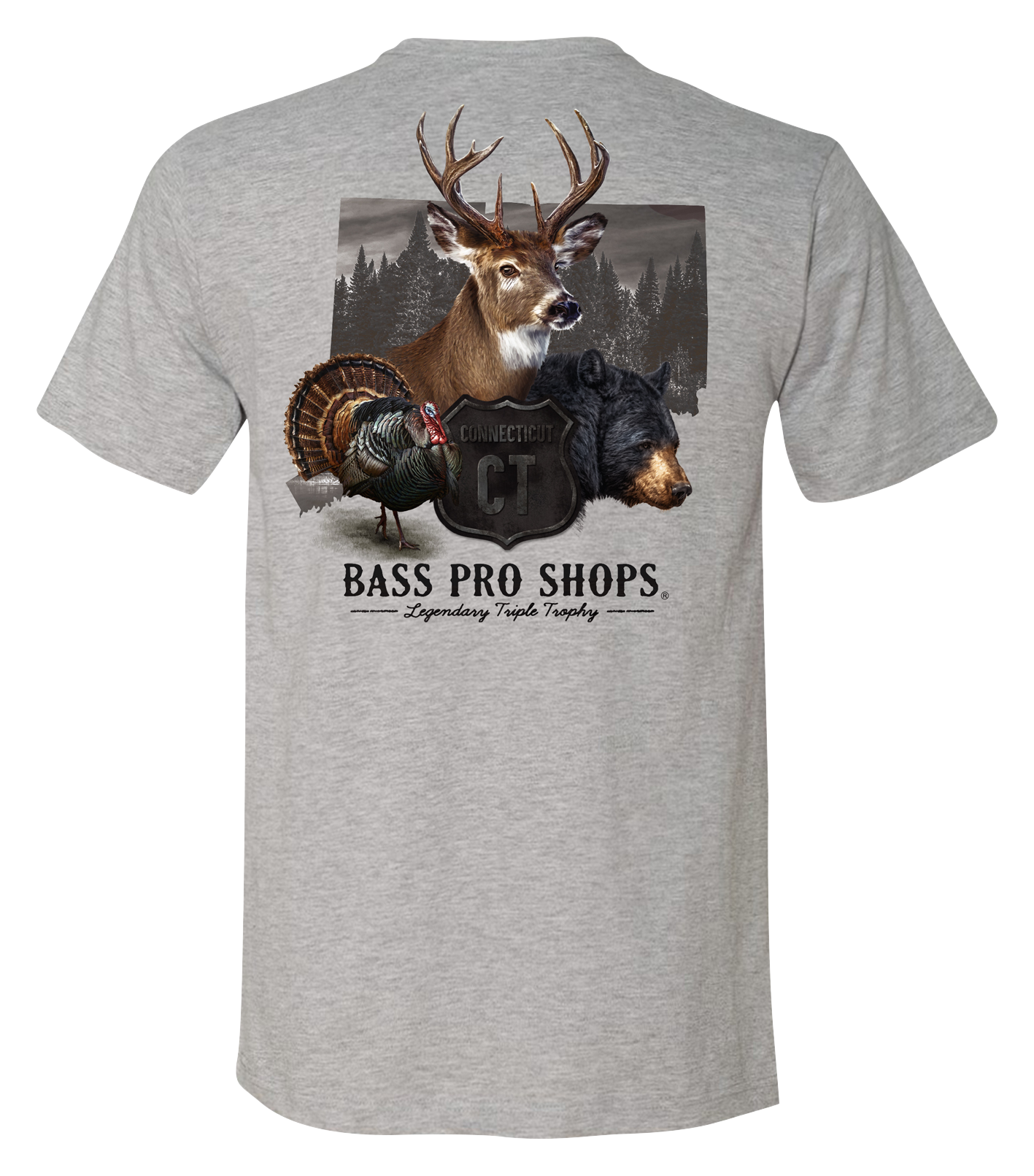 Image of Bass Pro Shops Triple Trophy Short-Sleeve T-Shirt for Men - CT/Heather Gray