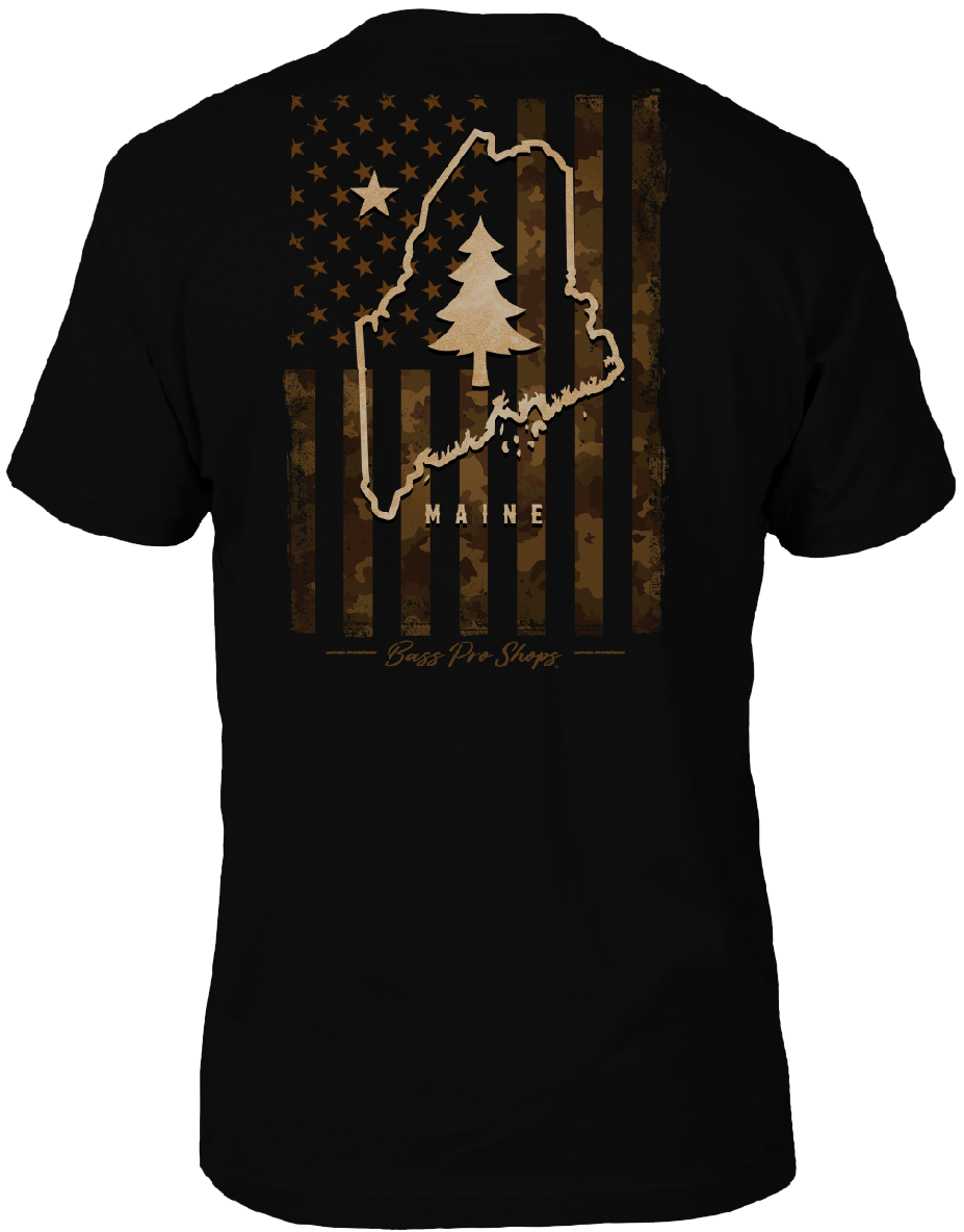 Image of Bass Pro Shops Camo Flag Short-Sleeve T-Shirt for Men - ME/Black - 3XL