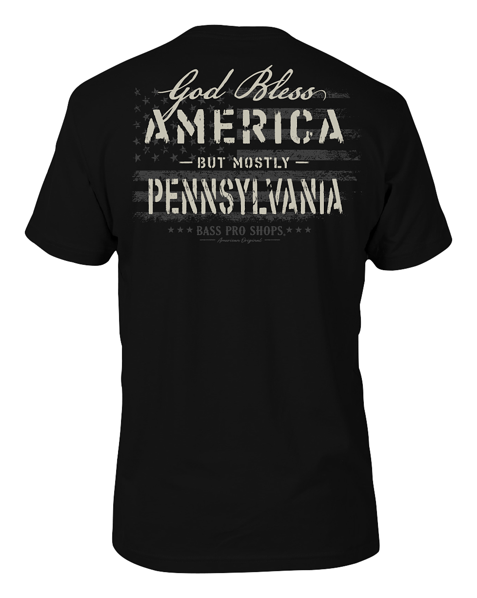 Image of Bass Pro Shops God Bless State Short-Sleeve T-Shirt for Men - PA/Black