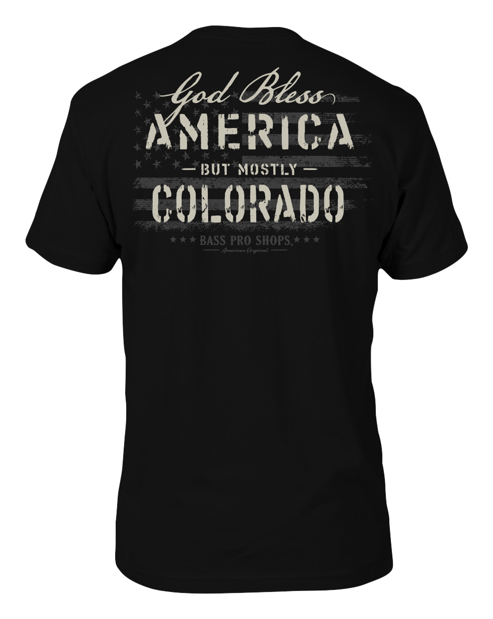 Image of Bass Pro Shops God Bless State Short-Sleeve T-Shirt for Men - CO/Black - 3XL