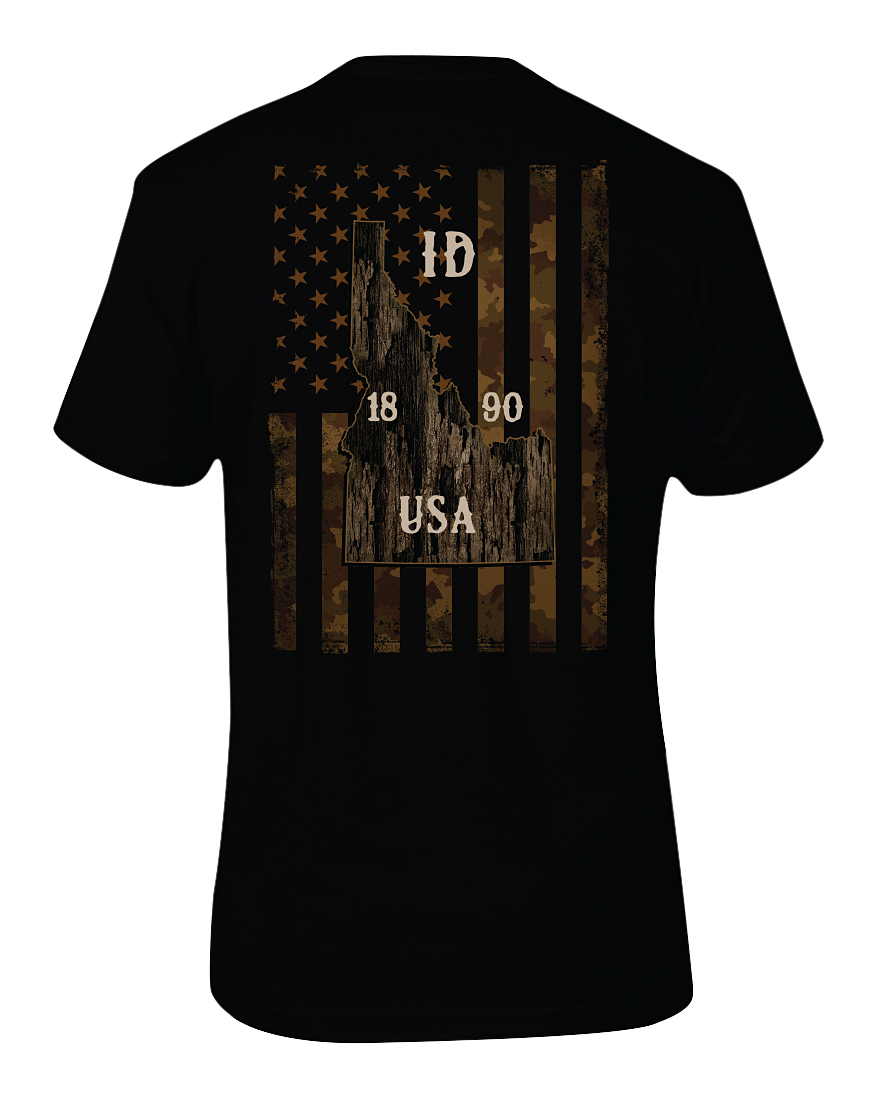 Image of Bass Pro Shops Camo Flag Short-Sleeve T-Shirt for Men - ID/Black - 3XL