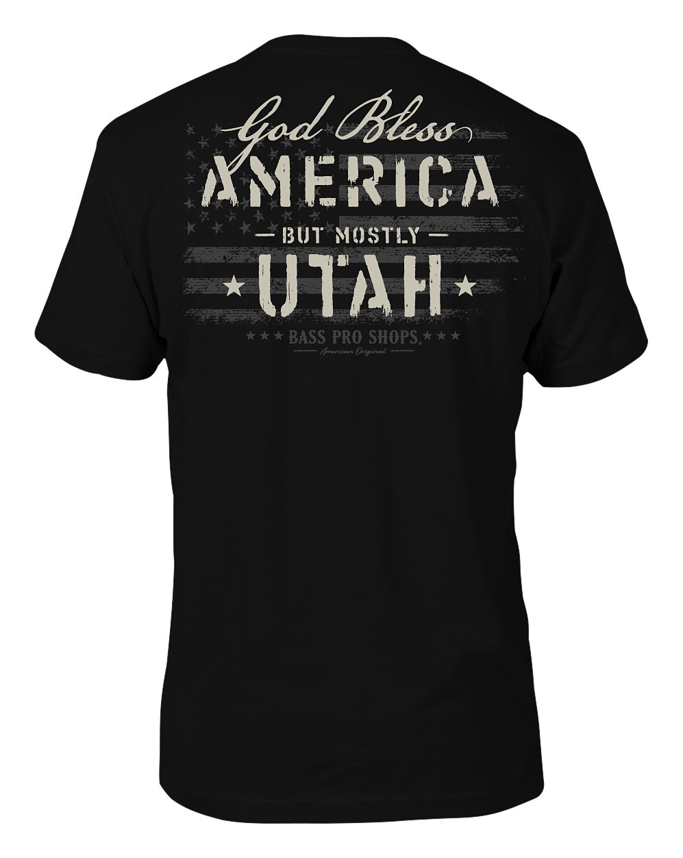 Image of Bass Pro Shops God Bless State Short-Sleeve T-Shirt for Men - UT/Black - 3XL