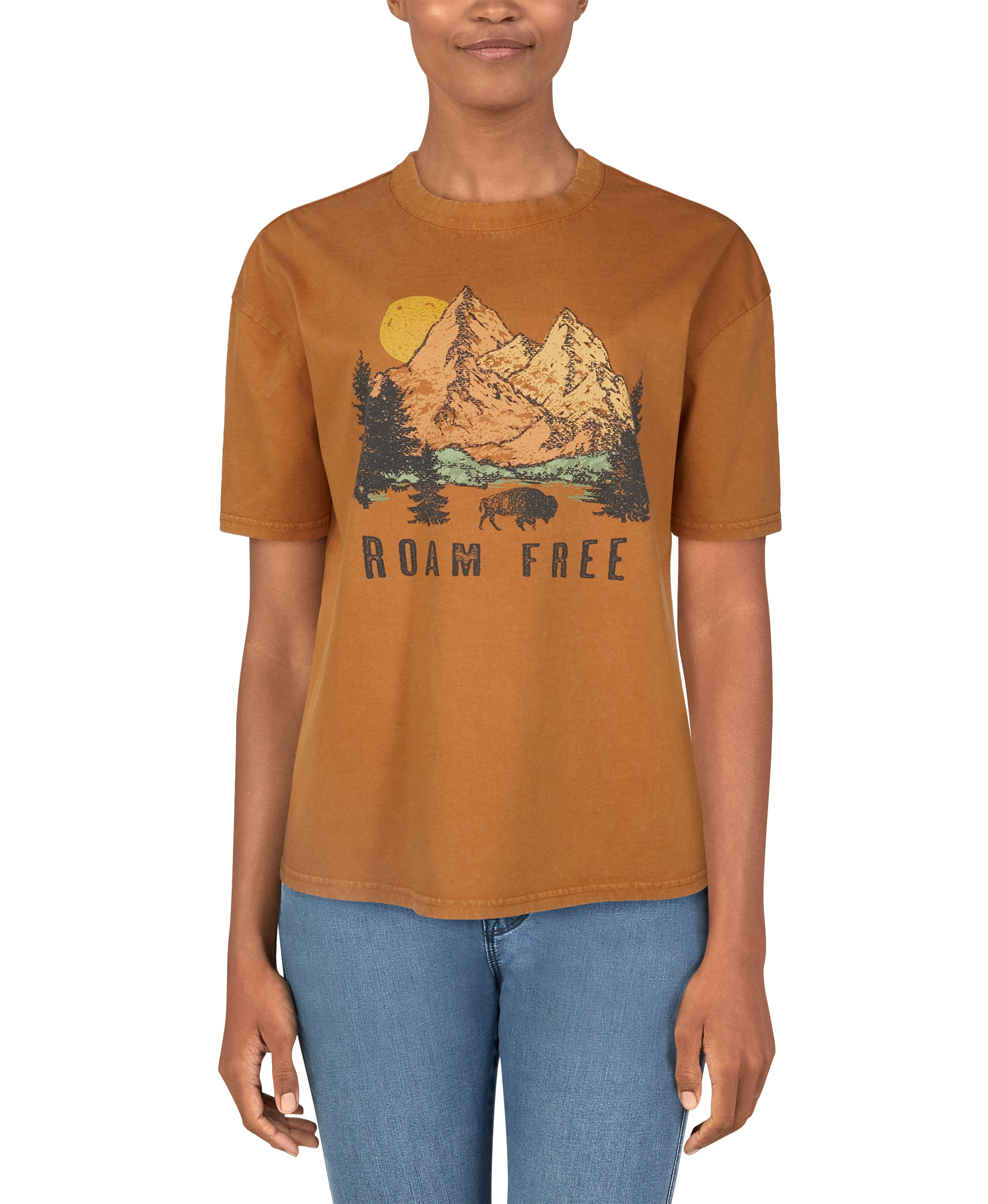 Image of Natural Reflections Roam Free Mountain Short-Sleeve T-Shirt for Ladies - Cashew - M