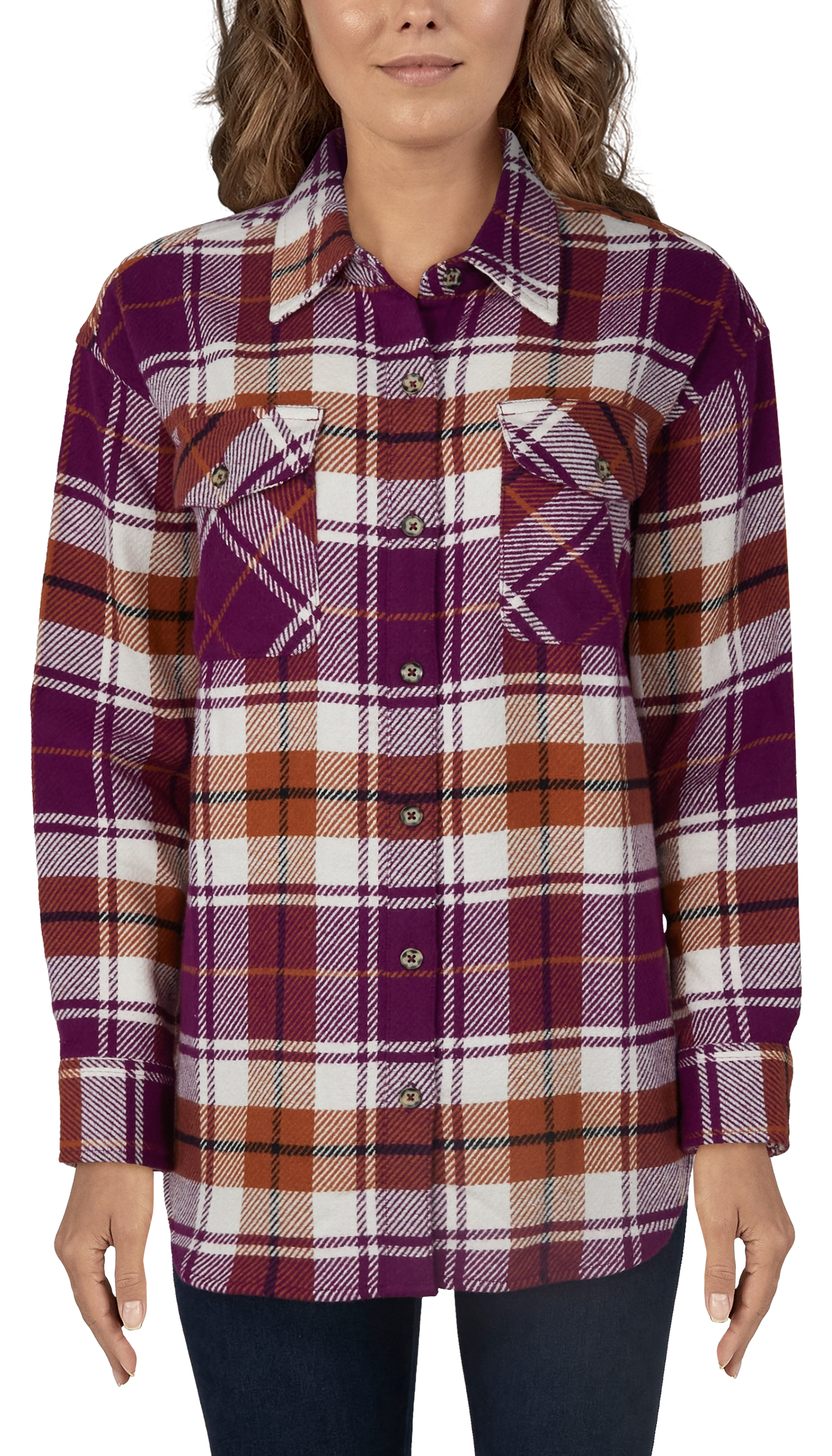 Natural Reflections Fireside Flannel Button-Down Long-Sleeve Shirt for Ladies                                                   