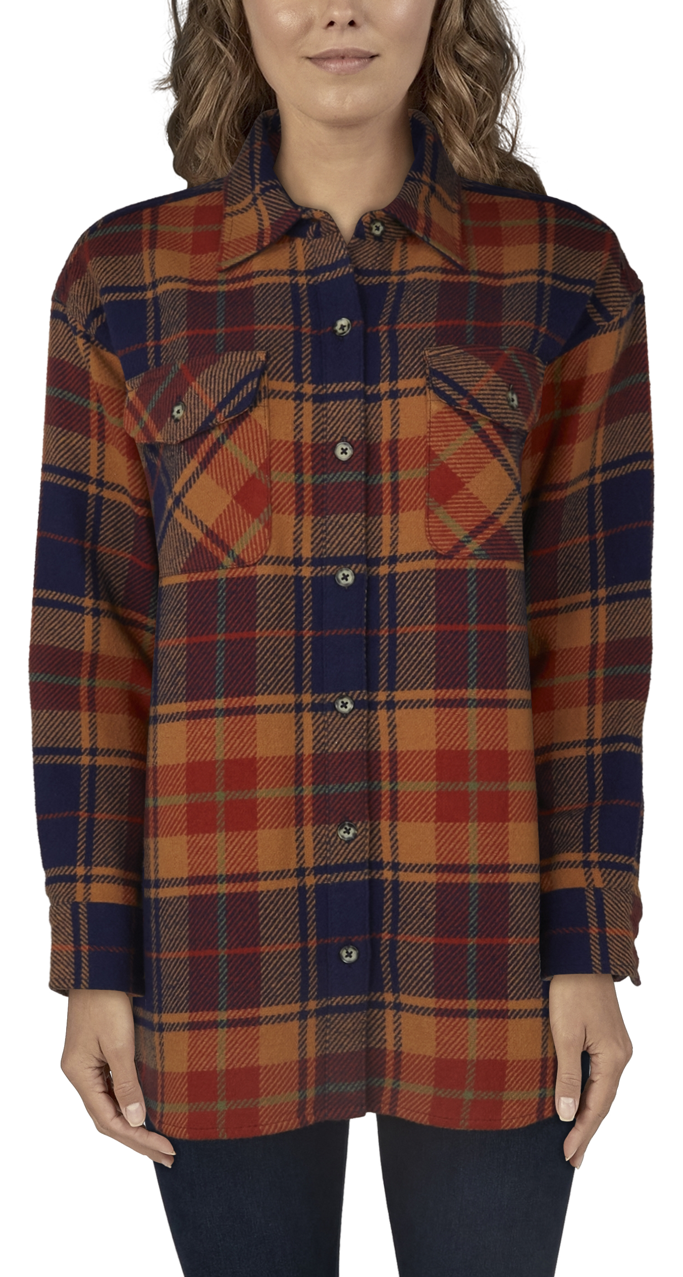 NATURAL REFLECTIONS Fireside Flannel Button-Down Long-Sleeve-áShirt-áfor Ladies