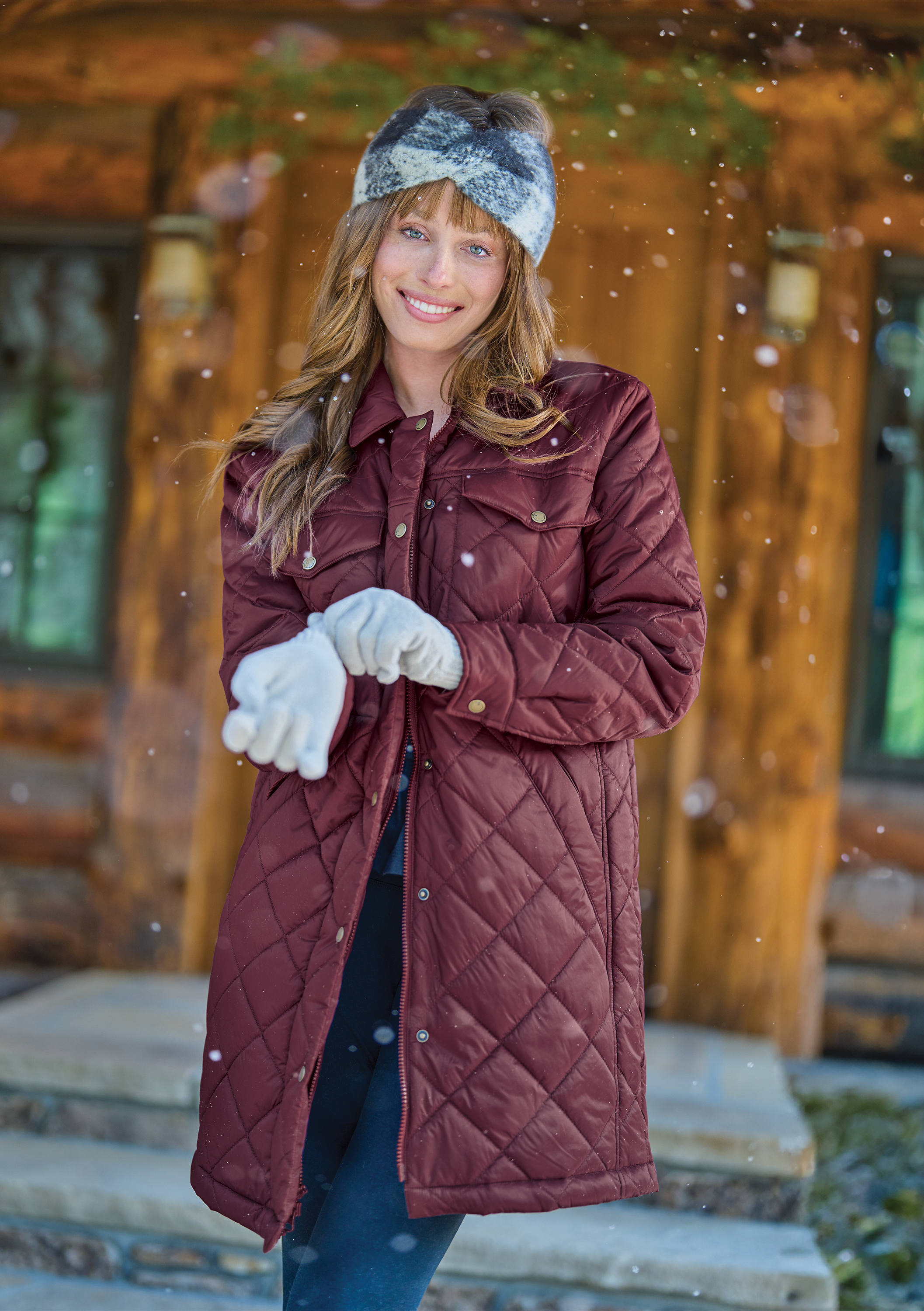 Image of Natural Reflections Quilted Packable Jacket for Ladies - Tawny Port - M