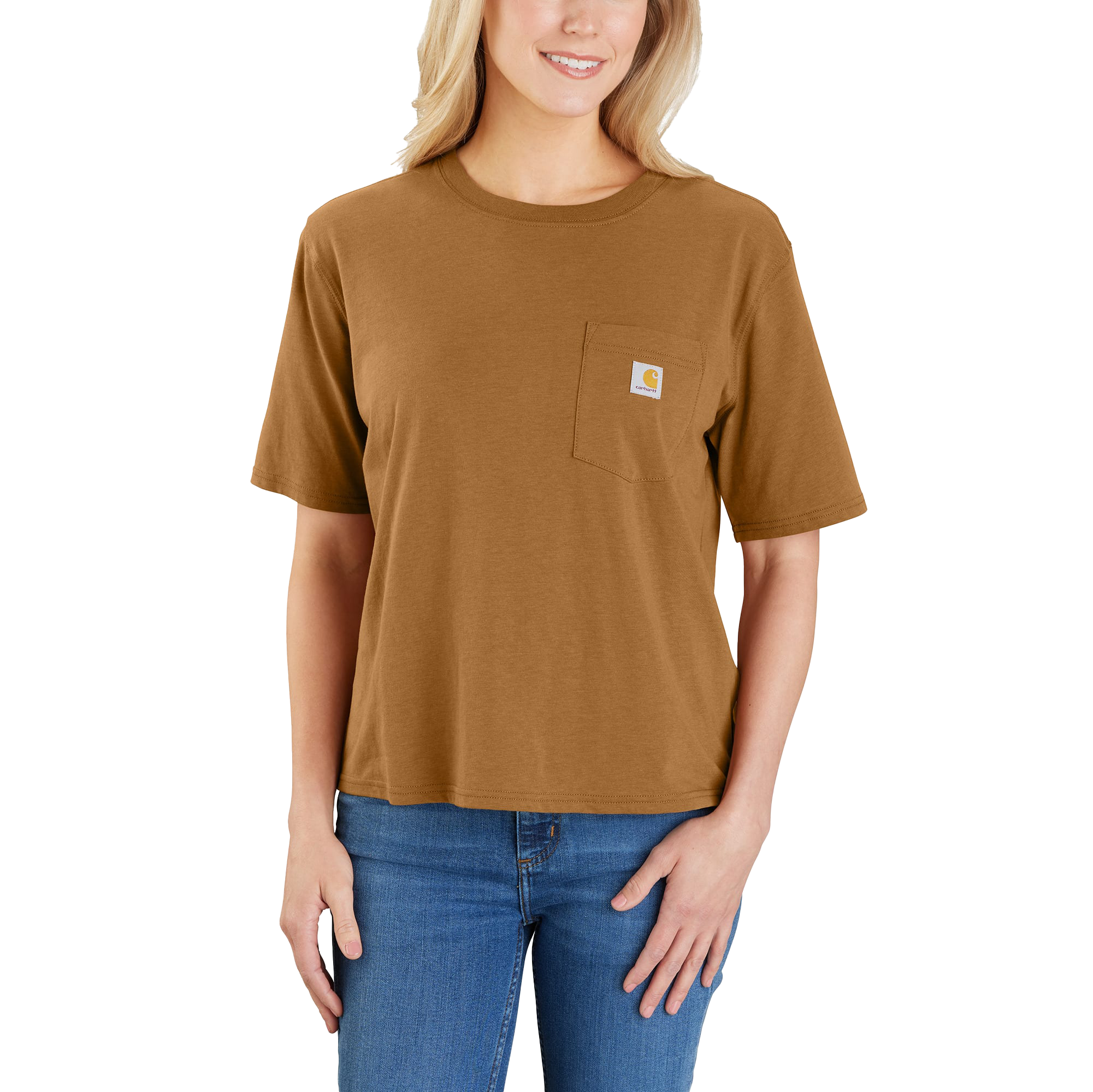 Image of Carhartt TENCEL Fiber Series Loose-Fit Short-Sleeve T-Shirt for Ladies - Carhartt Brown - 3X