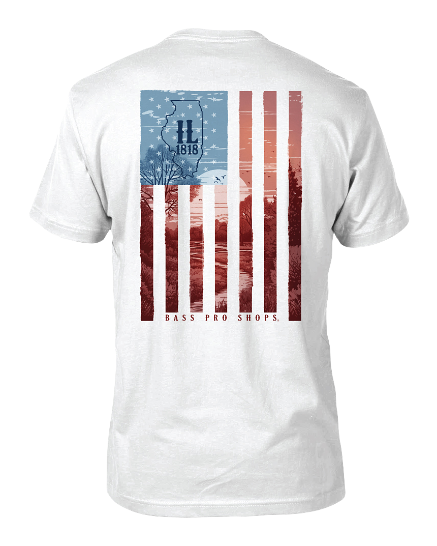 Image of Bass Pro Shops Blue Skies Flag State Graphic Short-Sleeve T-Shirt for Men - Illinois