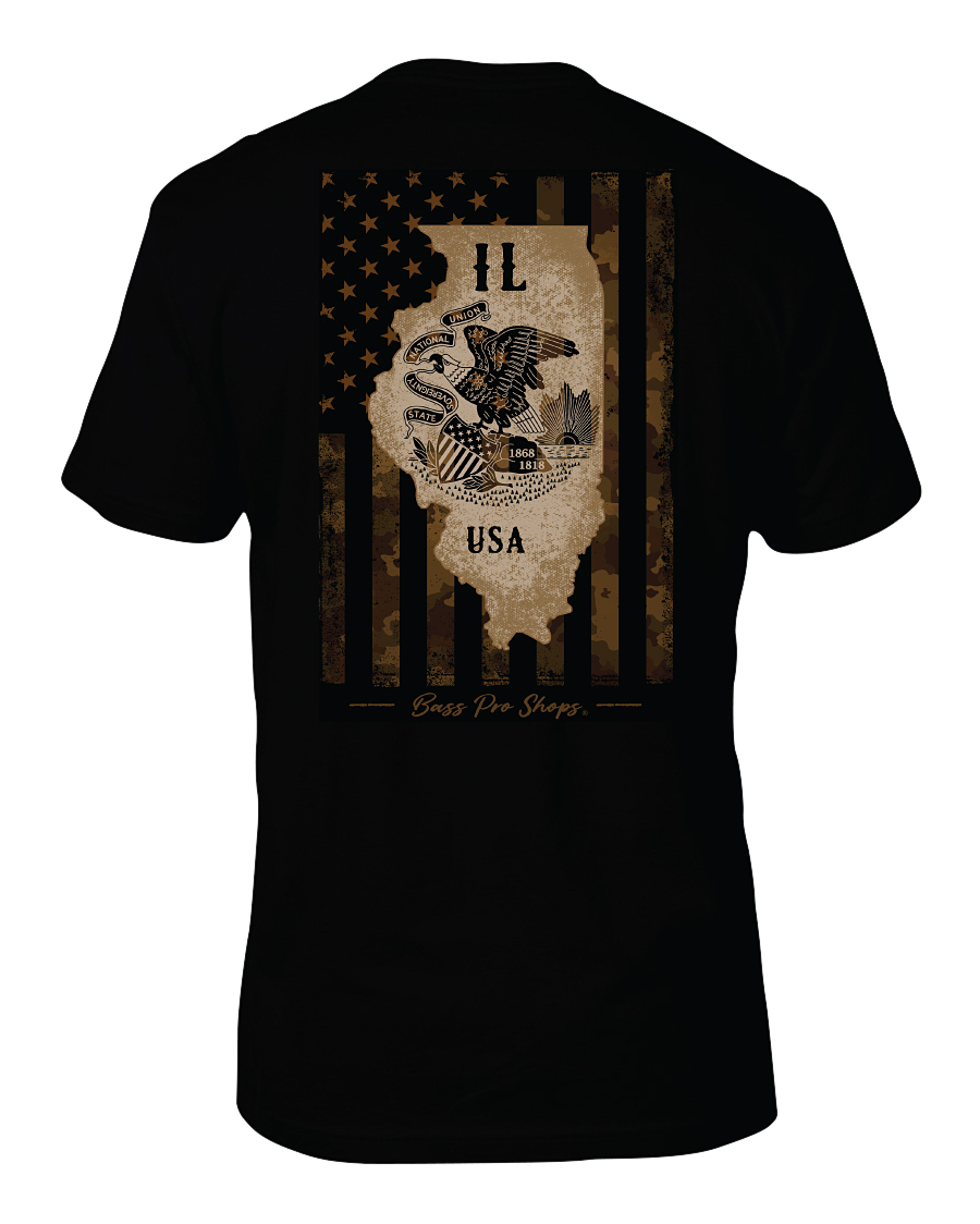 Image of Bass Pro Shops Camo Flag Short-Sleeve T-Shirt for Men - IL/Black - L