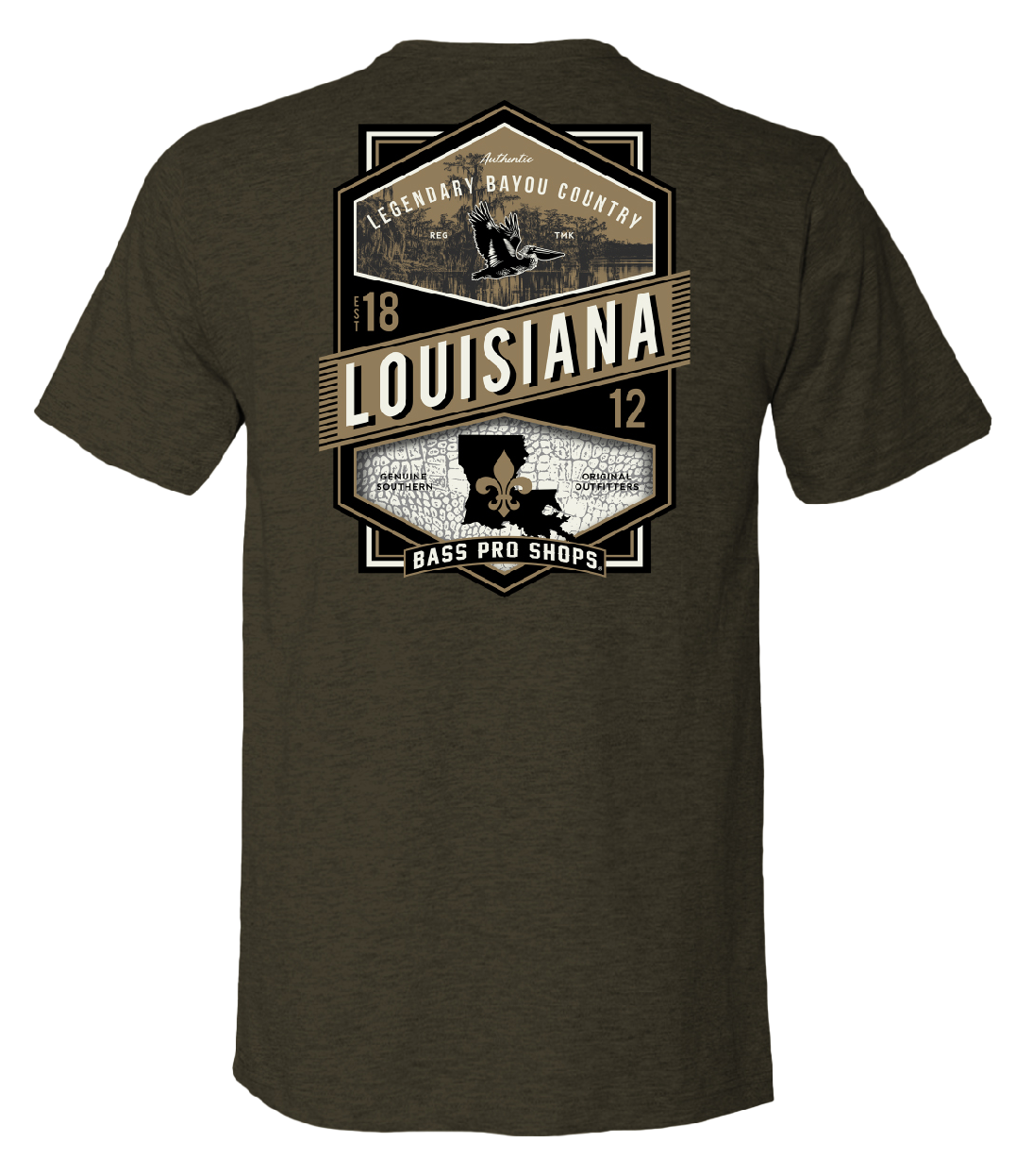Image of Bass Pro Shops State Crest Short-Sleeve T-Shirt for Men - LA/Olive