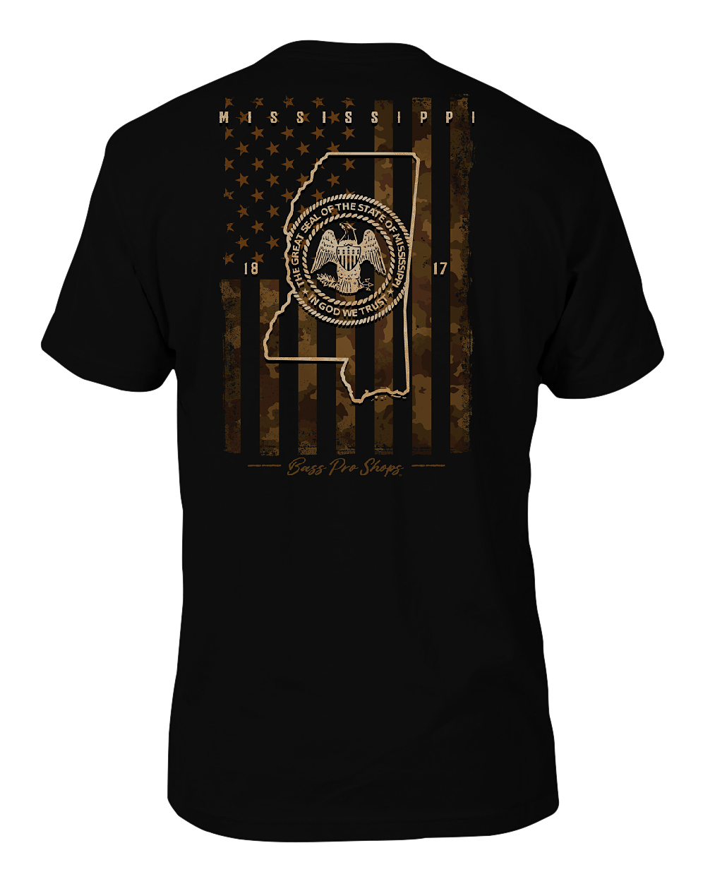 Image of Bass Pro Shops Camo Flag Short-Sleeve T-Shirt for Men - MS/Black - 3XL