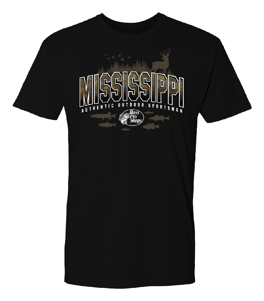 Image of Bass Pro Shops Varsity Camo Short-Sleeve T-Shirt for Men - MS/Black - S