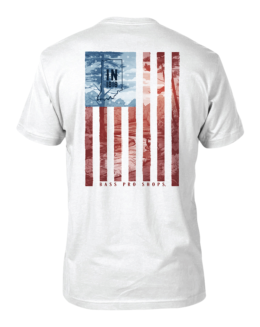 Image of Bass Pro Shops Blue Skies Flag State Graphic Short-Sleeve T-Shirt for Men - Indiana