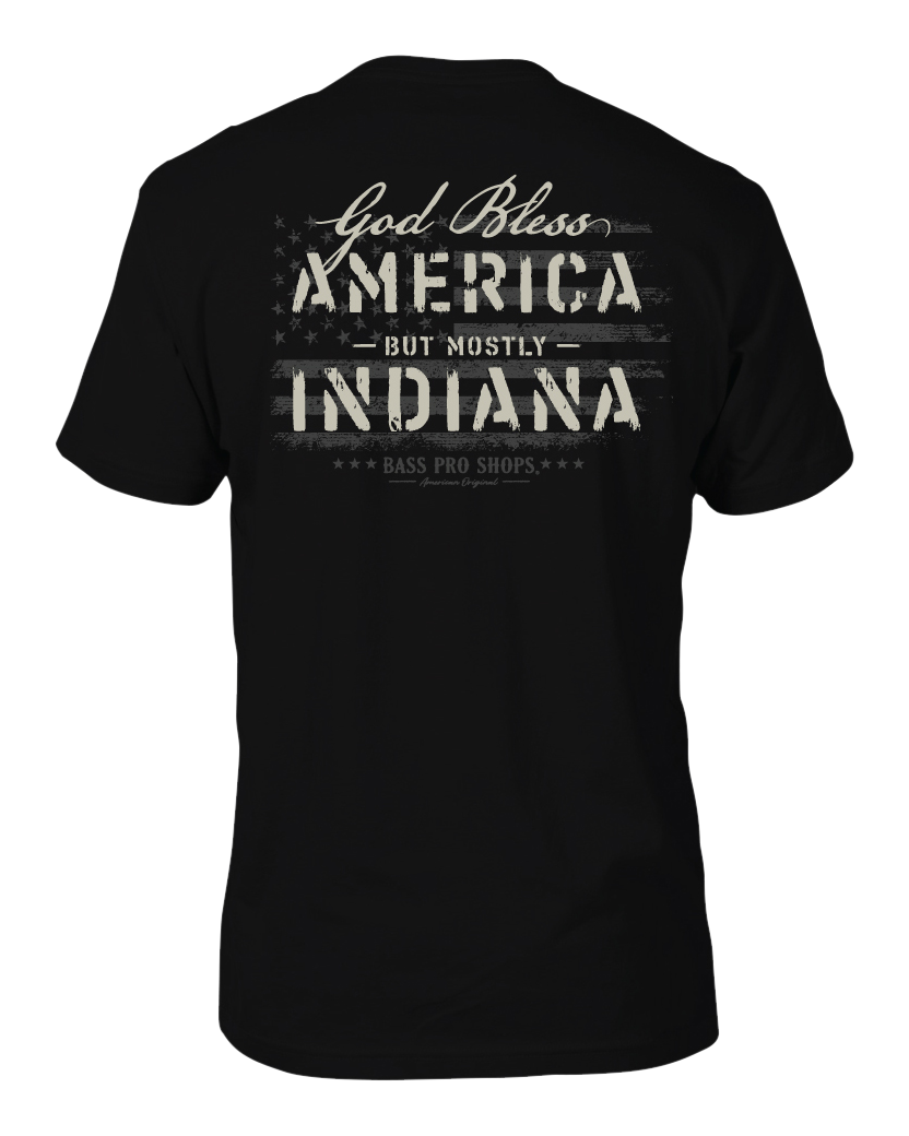 Bass Pro Shops God Bless State Short-Sleeve T-Shirt for Men - IN/Black - L