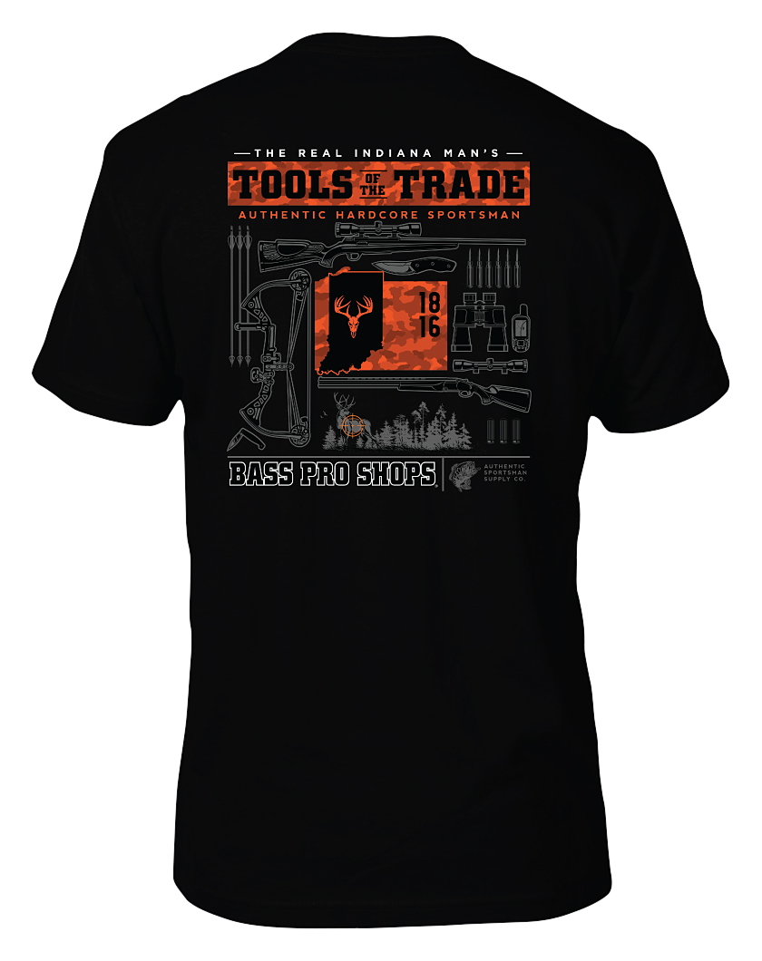 Image of Bass Pro Shops Tools of the Trade Short-Sleeve T-Shirt for Men - Black - Indiana - 2XL