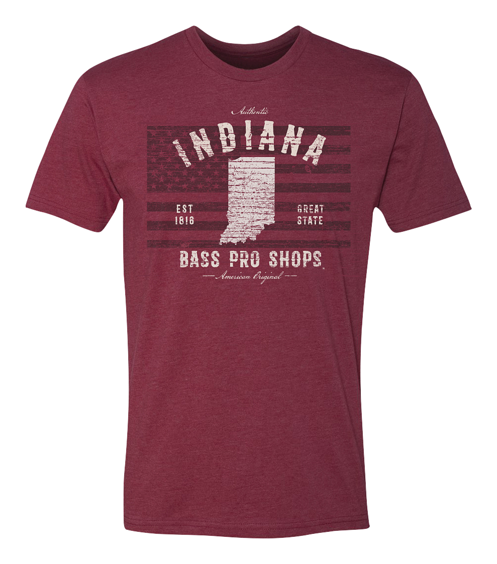 Image of Bass Pro Shops State Graphic Flag Short-Sleeve T-Shirt for Men - IN/Red