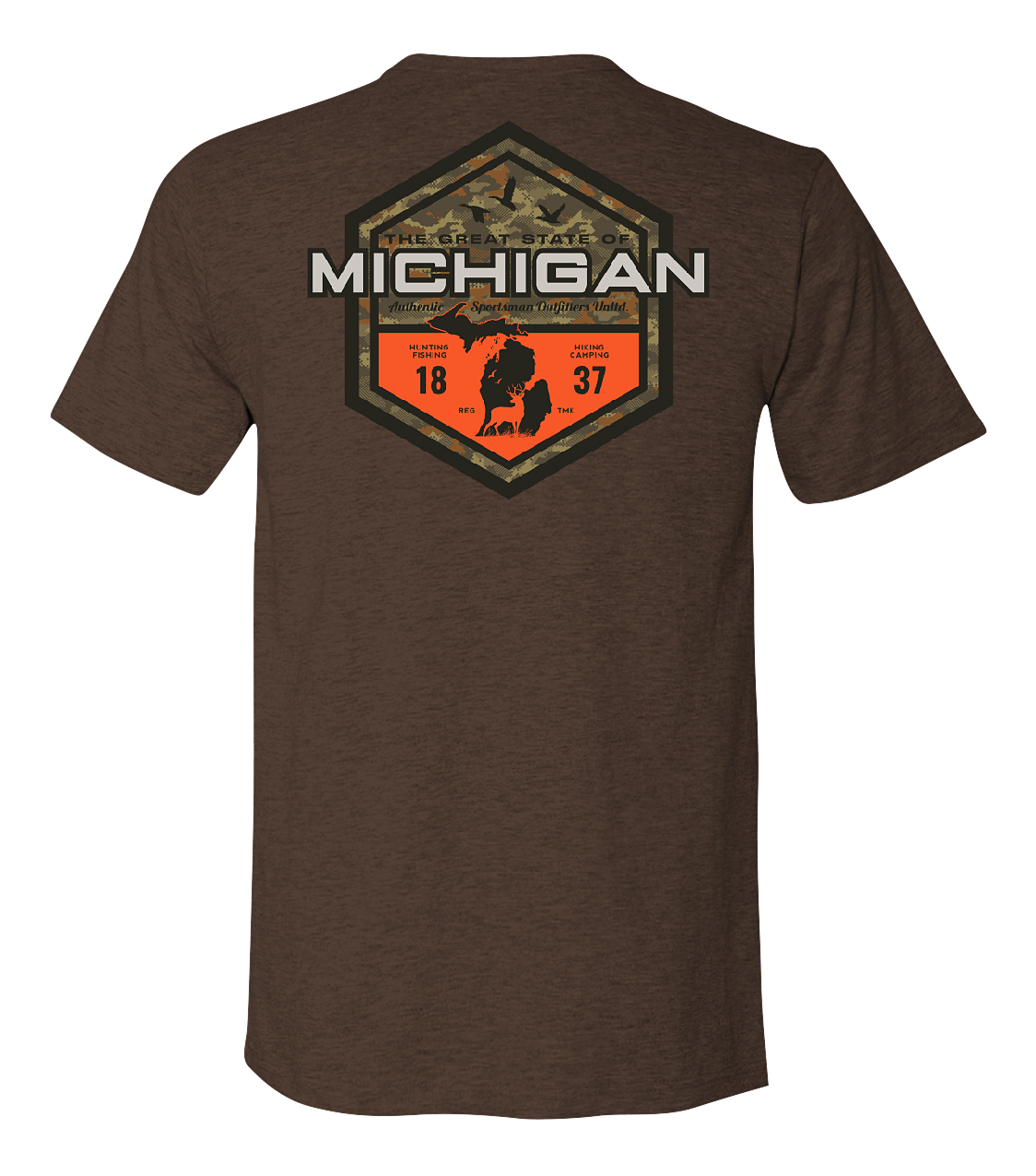 Image of Bass Pro Shops Sportsman's Badge Short-Sleeve T-Shirt for Men - MI/Heather Brown